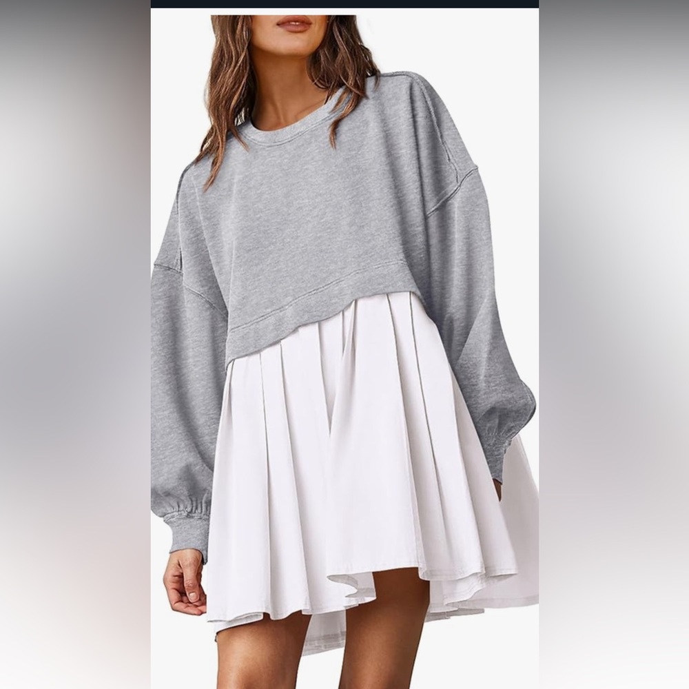 Long sleeve sweatshirt pleated minidress